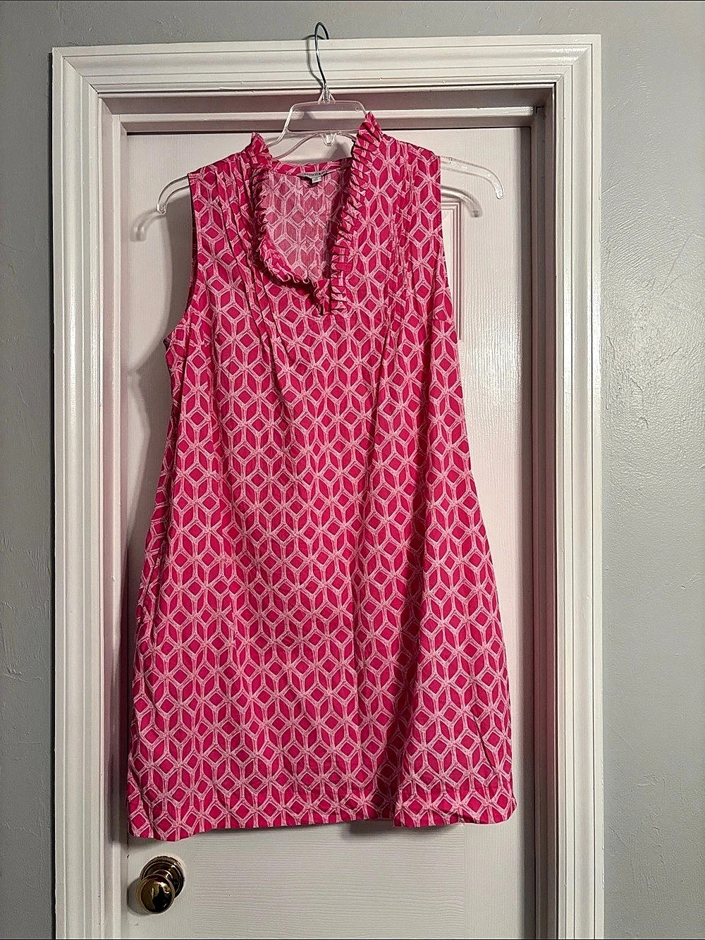 crown & ivy Geometric Mini Dress in Pink & White Size XL